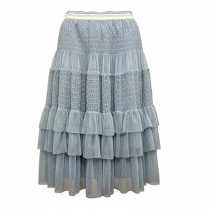 Anthropologie Maeve Tulle Ballerina Midi Skirt Cinderella Blue Princess Fairy XS